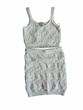 Rachel Zoe  Cream Knit Tank & Skirt Set size M